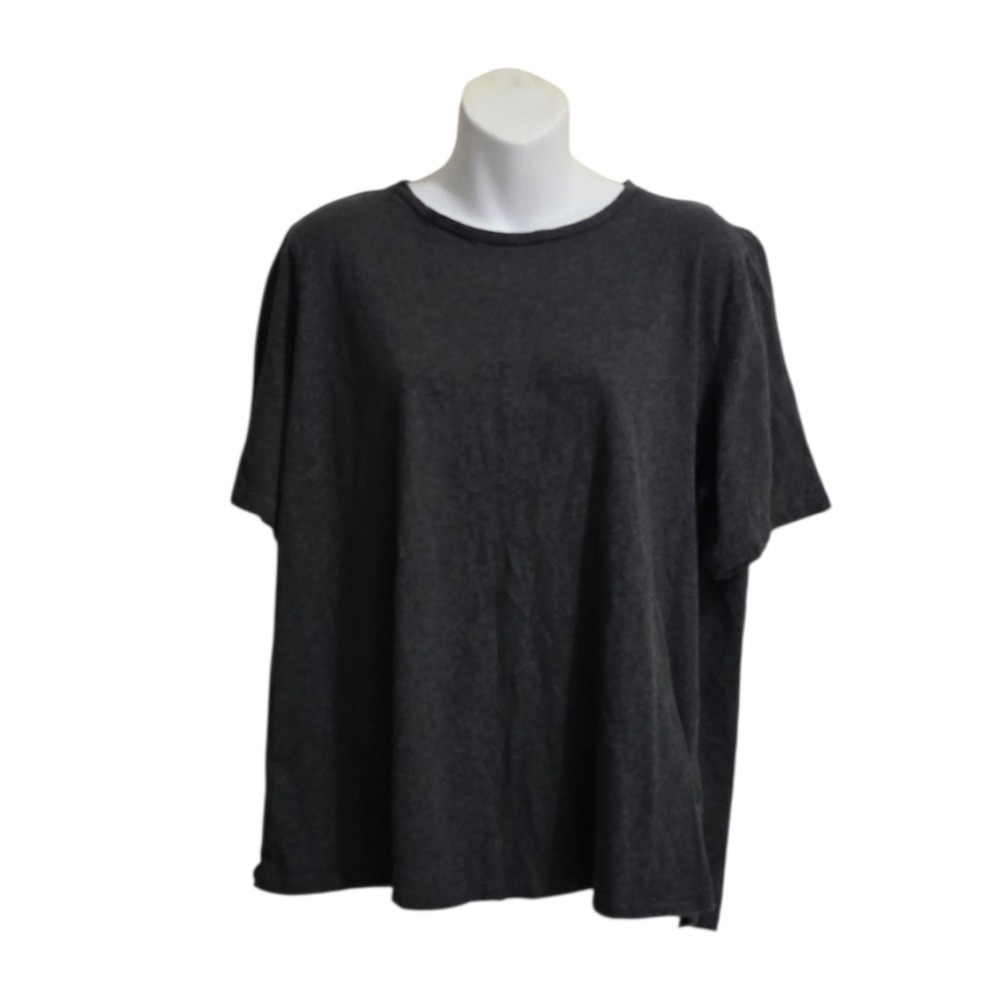 Eileen Fisher Crew Neck Boxy Short Sleeve Tee In Dark Gray Sz XL